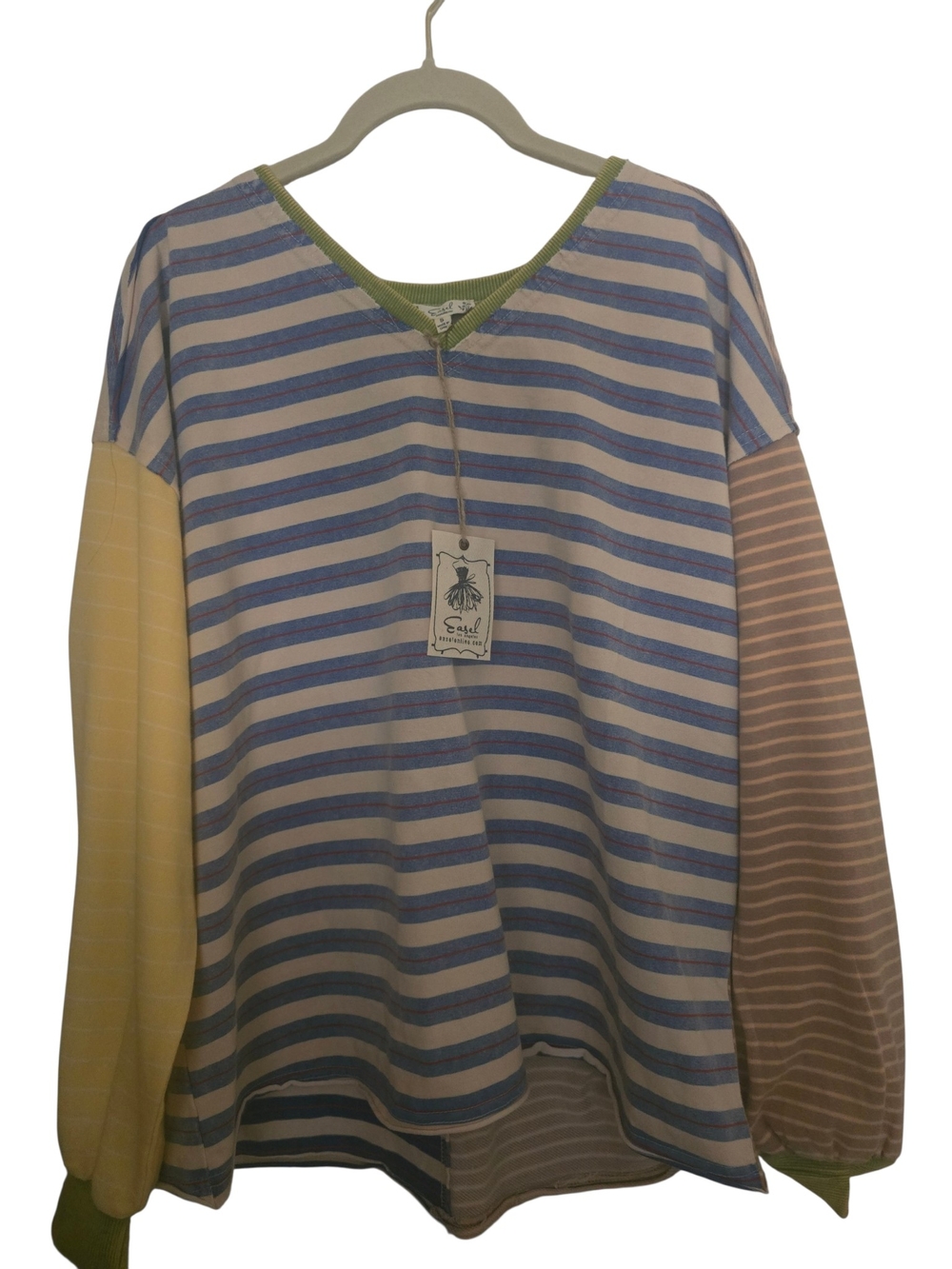 Easel Women's Striped Blouse in Blue & Brown